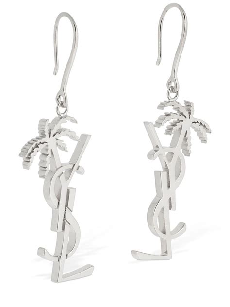 ysl palm tree earrings|saint laurent silver monogram earrings.